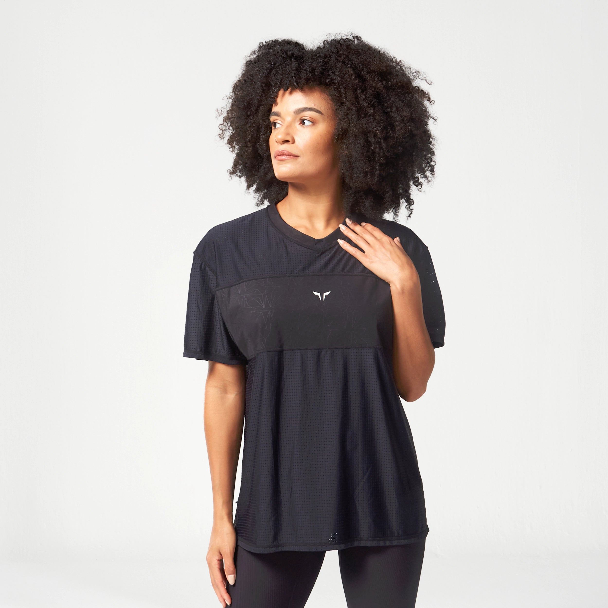 Lightweight Yoga Tops for Warm Weather -Mesh Reversible Tee - Black