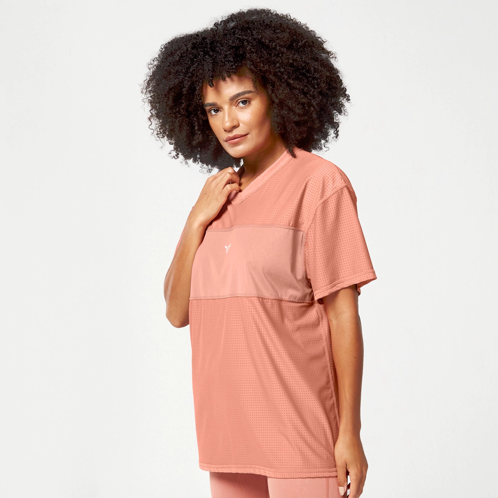 Yoga Tops for Studio and Gym Workouts -Mesh Reversible Tee - Light Mahogany