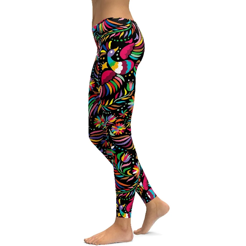 Lightweight Yoga Pants for Yoga -Mexican Colorful Dark Pattern Leggings