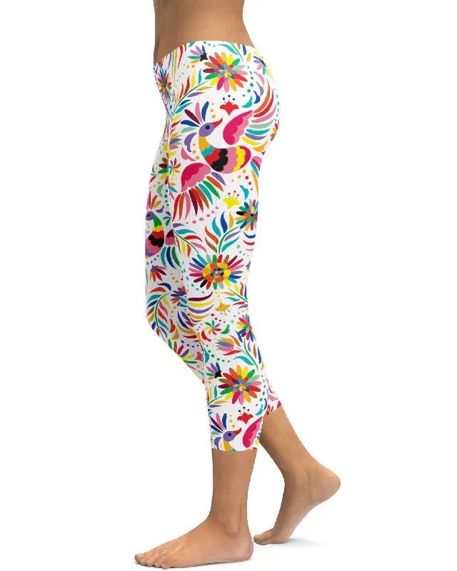 Flattering Yoga Pants -Mexican Colorful Light Pattern Capris
