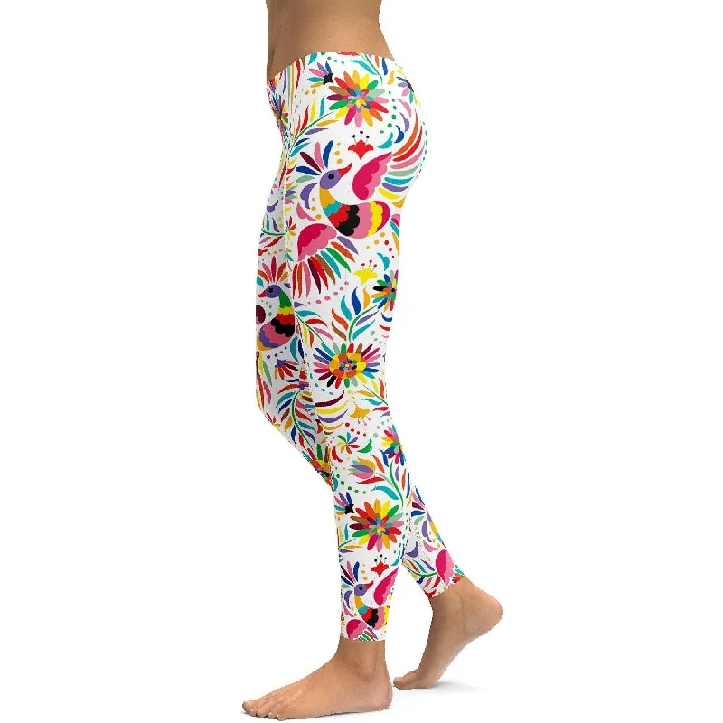 Comfortable Full-Length Yoga Pants -Mexican Colorful Light Pattern Leggings