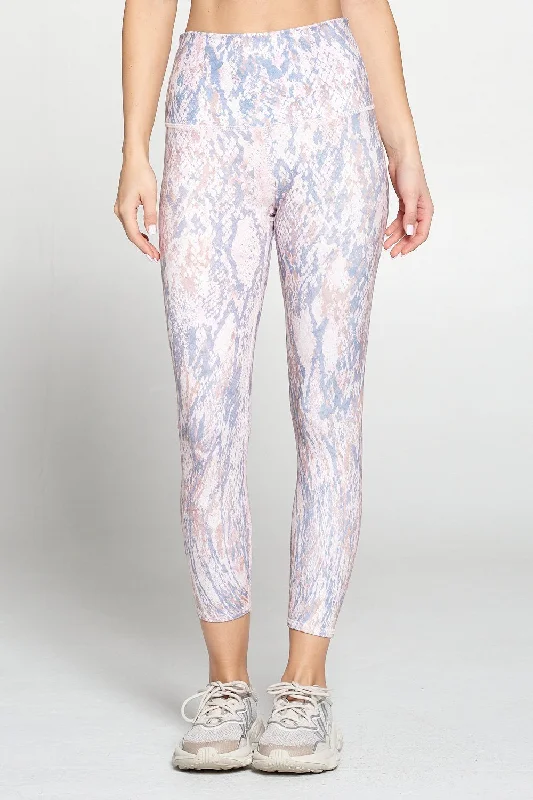 Soft and Supportive Yoga Pants -Mia - Blue/Pink Tie Dye Snake 7/8 Legging (High-Waist) Soft and Supportive Yoga Pants -Mia - Blue/Pink Tie Dye Snake 7/8 Legging (High-Waist)
