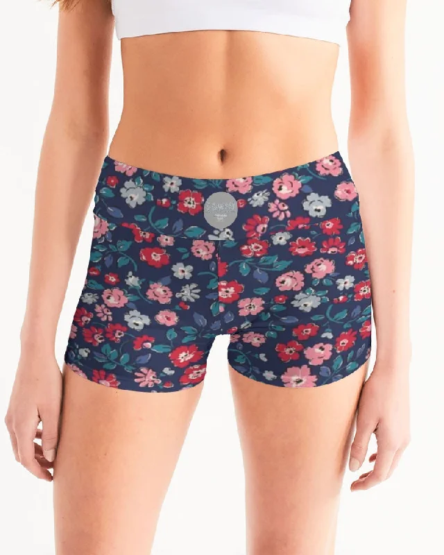 Yoga Shorts for Morning Yoga -Midnight blue pretty glance. Women's All-Over Print Mid-Rise Yoga Shorts Yoga Shorts for Morning Yoga -Midnight blue pretty glance. Women's All-Over Print Mid-Rise Yoga Shorts