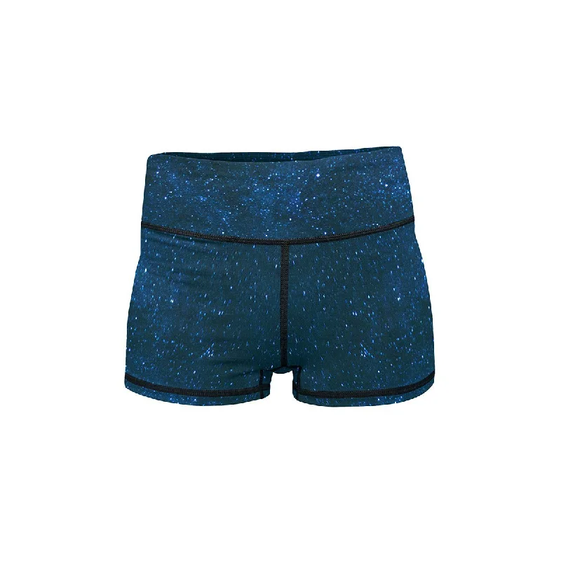 Comfortable Fit Yoga Shorts -Midnight Blue Stars Yoga Shorts