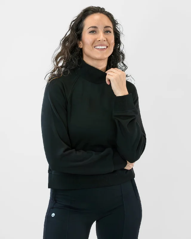 Yoga Tops for Flexibility and Recovery -Miranda Mock Neck - Black