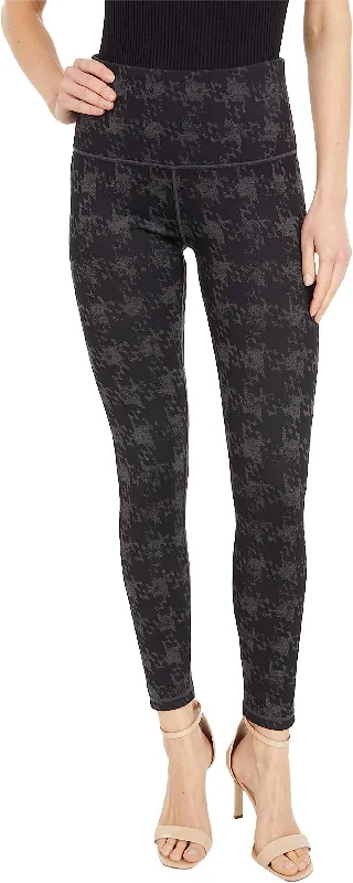 Yoga Shorts for Easy Movement -Misses Reversible Legging In Charcoal Frosted Houndstooth