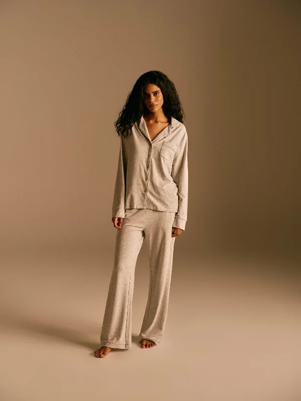 Comfortable Yoga Pants for Daily Wear -Modal Pyjama Pant - Light Grey Melange
