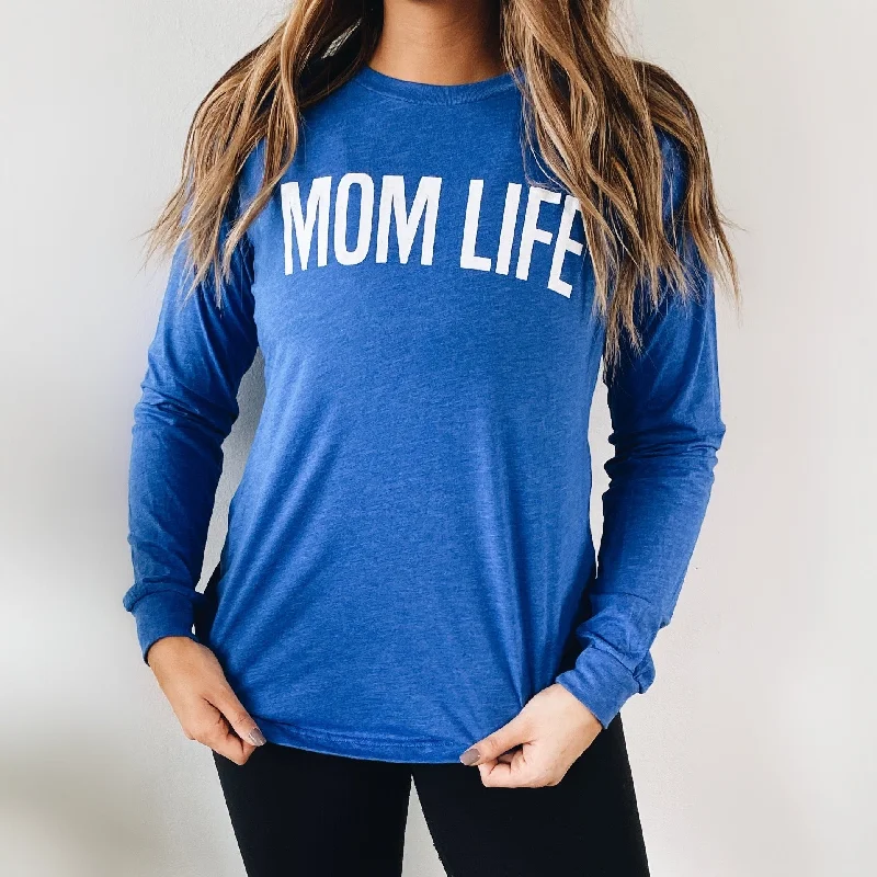 Yoga Tops for Performance and Comfort -Mom Life • Royal Blue Long Sleeve