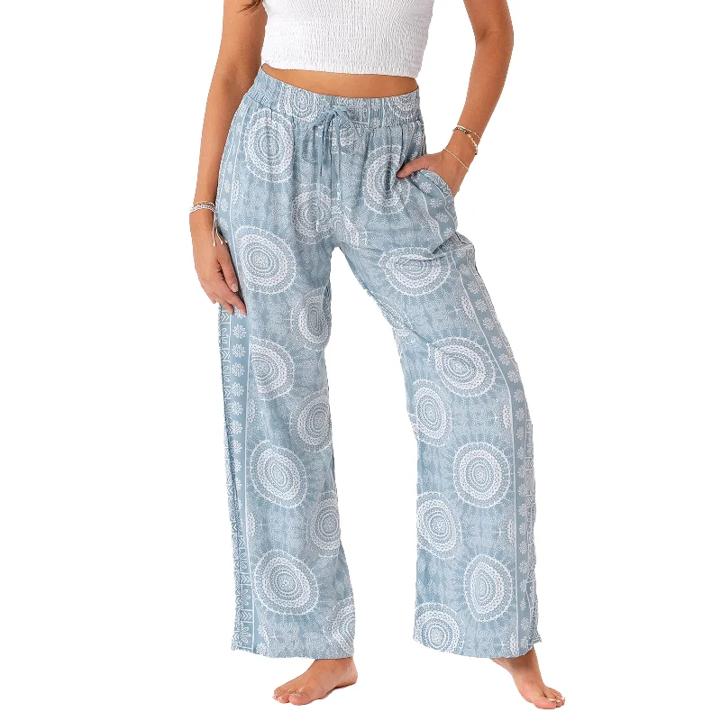 Yoga Pants with Built-in Support -Moon Shadow Wide Leg Drawstring Pants