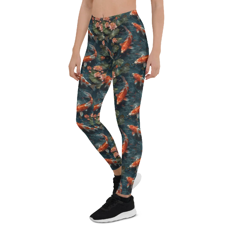 Yoga Pants for Relaxing and Stretching -Moonlight Koi Fish Leggings