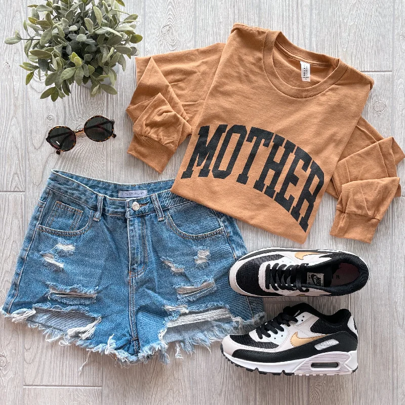 Yoga Tops for Yoga and Pilates -MOTHER • Caramel Long Sleeve