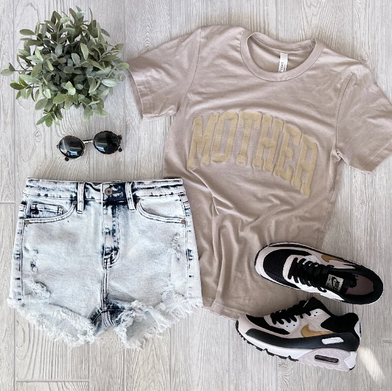 Women's Yoga Tops with Breathable Materials -MOTHER • Tan Tonal Tee