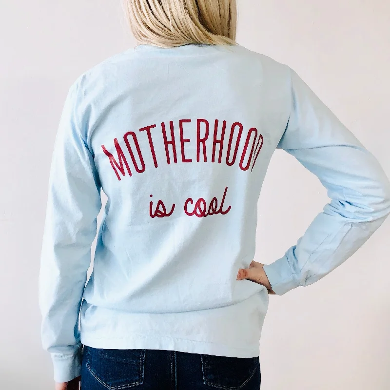 Yoga Tops for All-Day Comfort -Motherhood is Cool Back Print • Long Sleeve