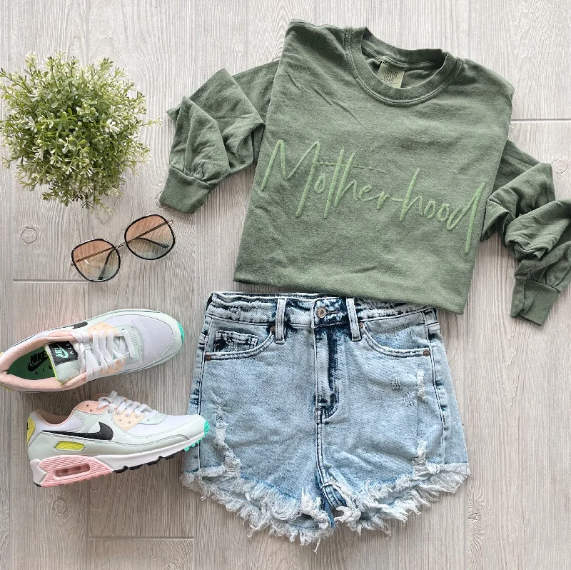 Women's Yoga Tops with Stretchy Fit -Motherhood • Olive Long Sleeve