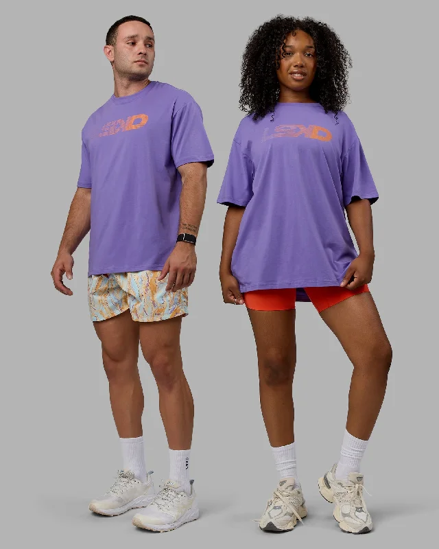 Yoga Tops for Everyday Yoga Practice -Unisex Motion FLXCotton Tee Oversize - Dahlia Purple-Vibrant Orange