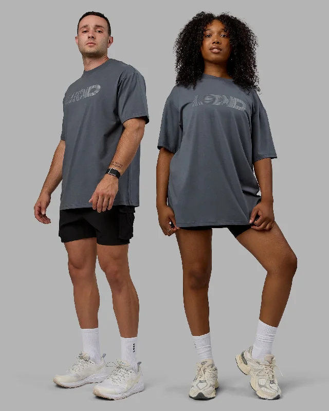 Seamless Yoga Tops for Comfort and Flexibility -Unisex Motion FLXCotton Tee Oversize - Turbulence-Metallic Silver