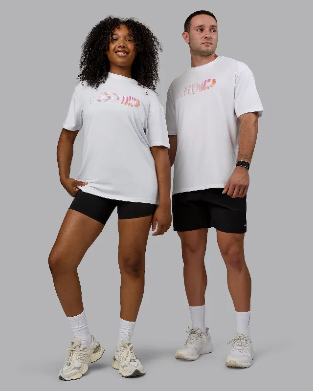 Yoga Tops for Movement and Flexibility -Unisex Motion FLXCotton Tee Oversize - White-React Print