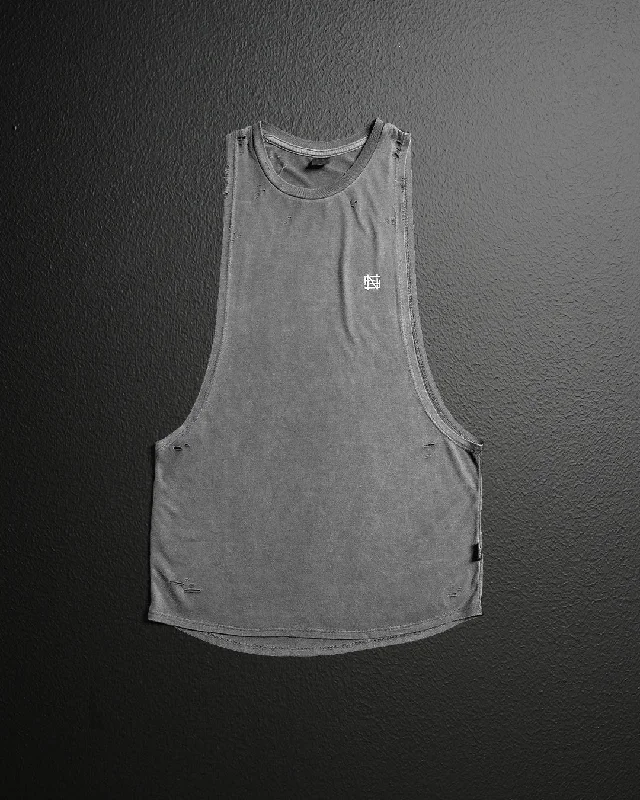 Yoga Tops for Seamless Movement -MOTO DISTRESSED BRO TANK - BLACK