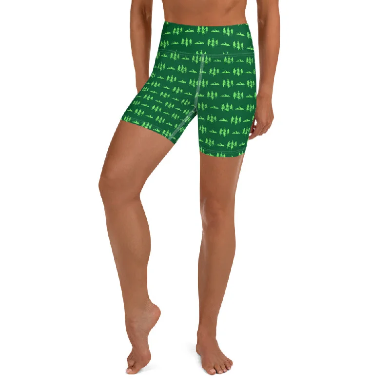 Yoga Shorts for Better Flexibility -Mountains + Pines Yoga Shorts