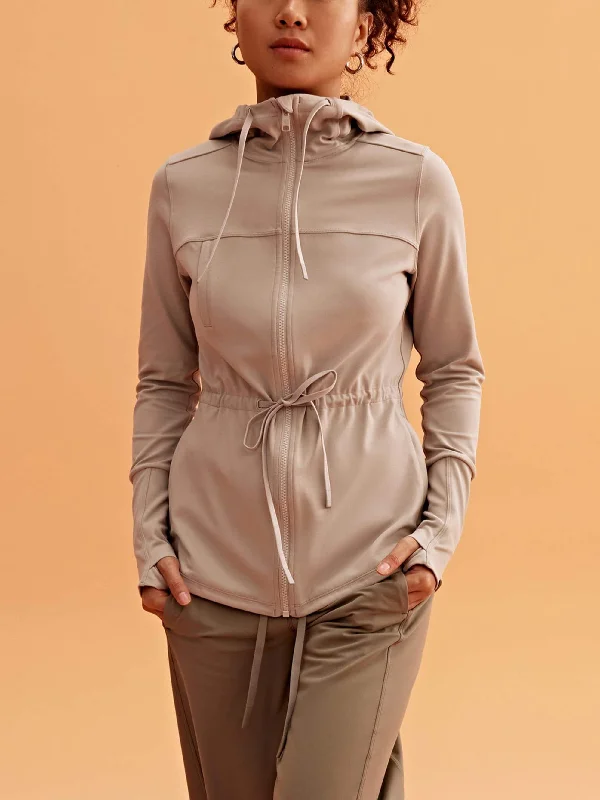 Yoga Tops for Mobility and Flexibility -Mousse Hooded Jacket
