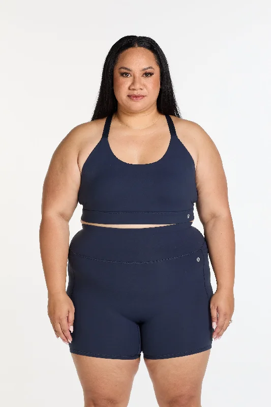 Yoga Shorts for CrossFit -MOVEMENT MID SHORT NO FRONT SEAM NAVY