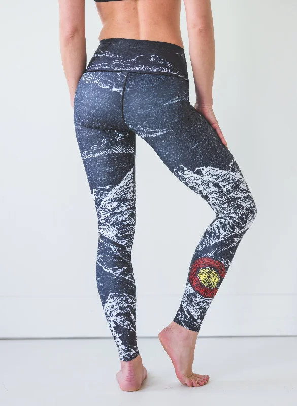 Full Coverage Yoga Pants for Women -Yoga Pants Mtn Sketch
