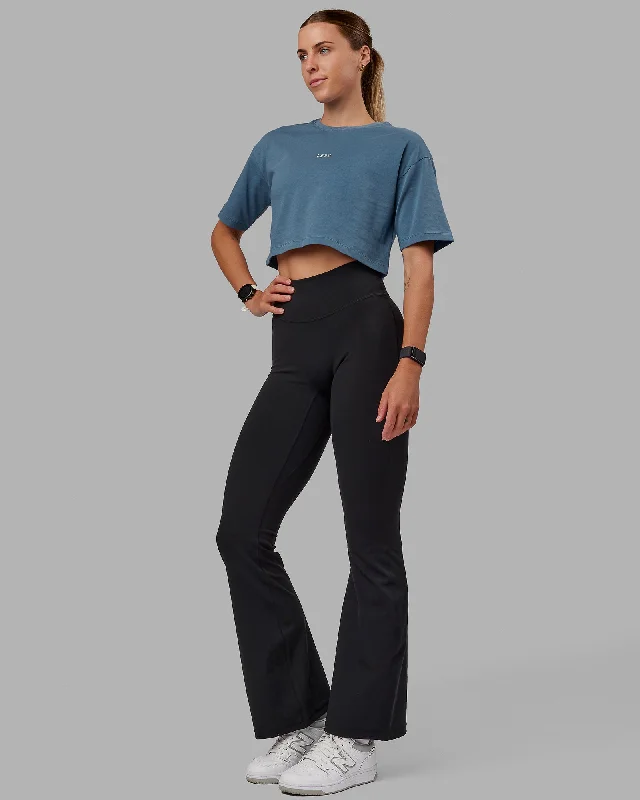 Yoga Tops for Core Workouts -MVP Heavyweight Cropped Tee - Elemental Blue