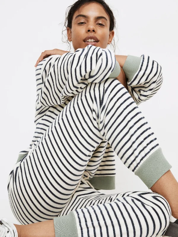 Tight Fit Compression Yoga Pants -MWL Velour Stripe Sweatpants