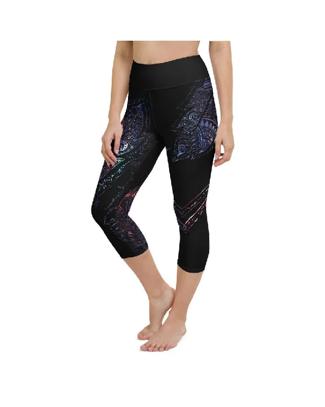 Yoga Pants for Stability and Flexibility -Mystic Feather Yoga Capris