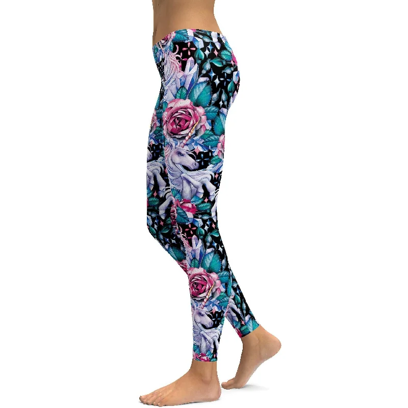 Full-Length Yoga Pants with High Waist -Mystic Unicorn Leggings