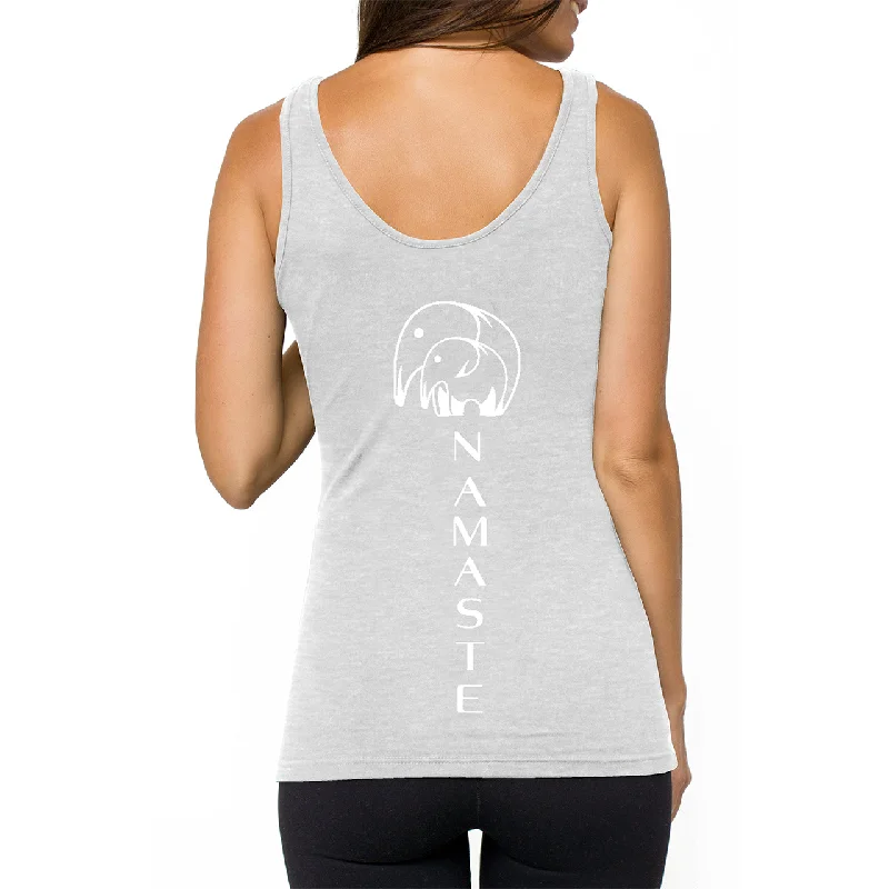 Women's Yoga Tops for Daily Wear -Grey Namaste Elephant Tank Top