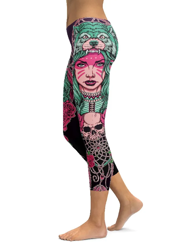 Full-Length Yoga Pants for Enhanced Movement -Native American Warrior Capris