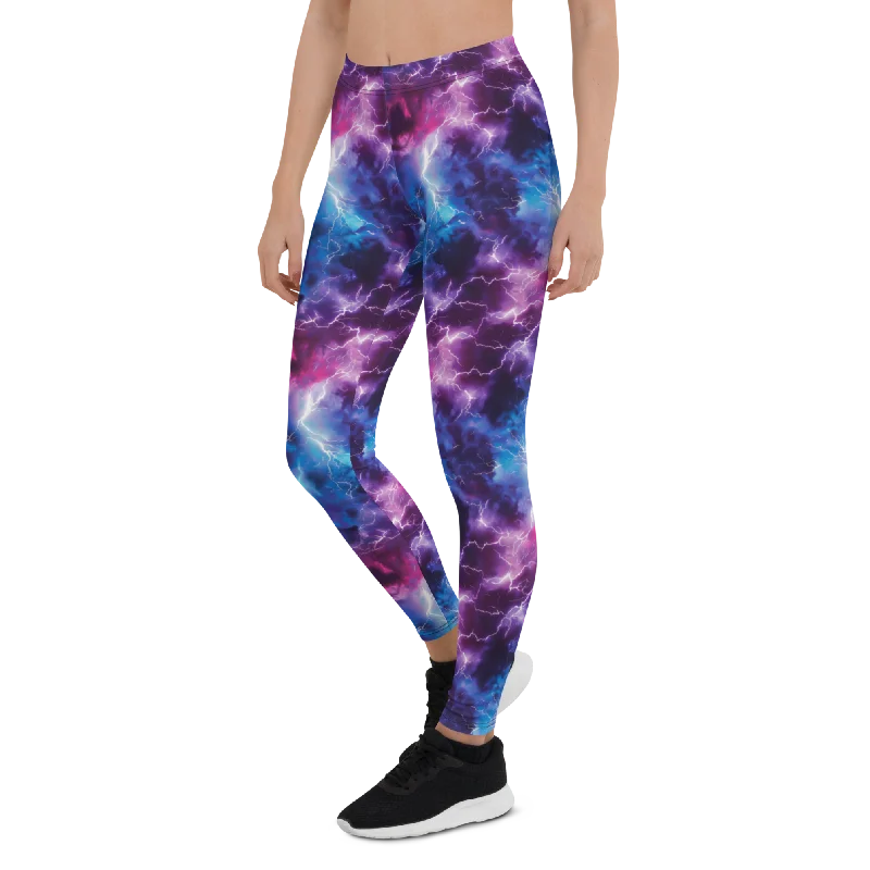 Full-Length Yoga Pants with Stretch -Neon Lightning Leggings