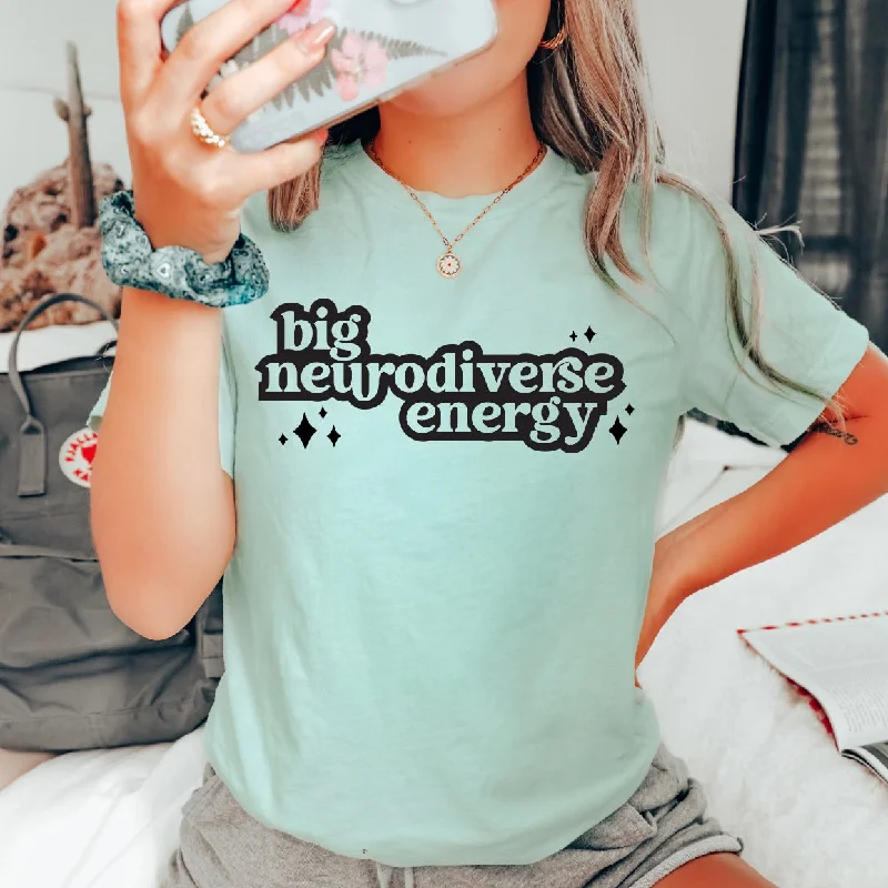 Stylish Yoga Tops with Adjustable Fit -Neurodiverse Energy • Dusty Blue Tee