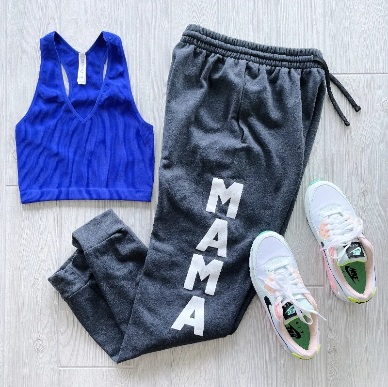 High-Waisted Yoga Pants for Comfort and Fit -New Mama Joggers • Black Heather