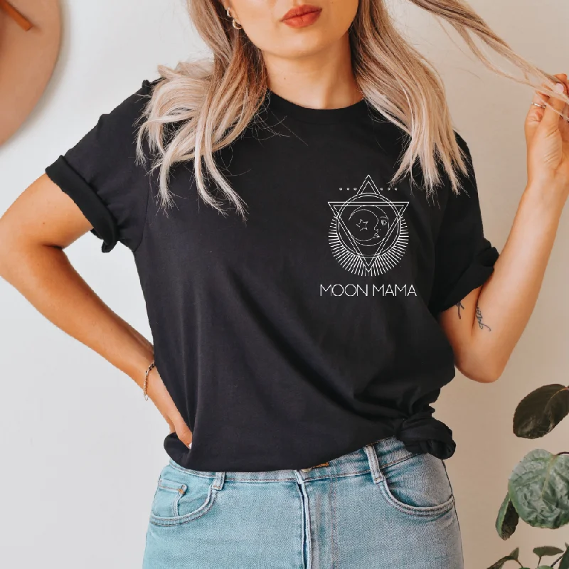Yoga Tops for Running and Fitness -New Moon Mama • Black Tee