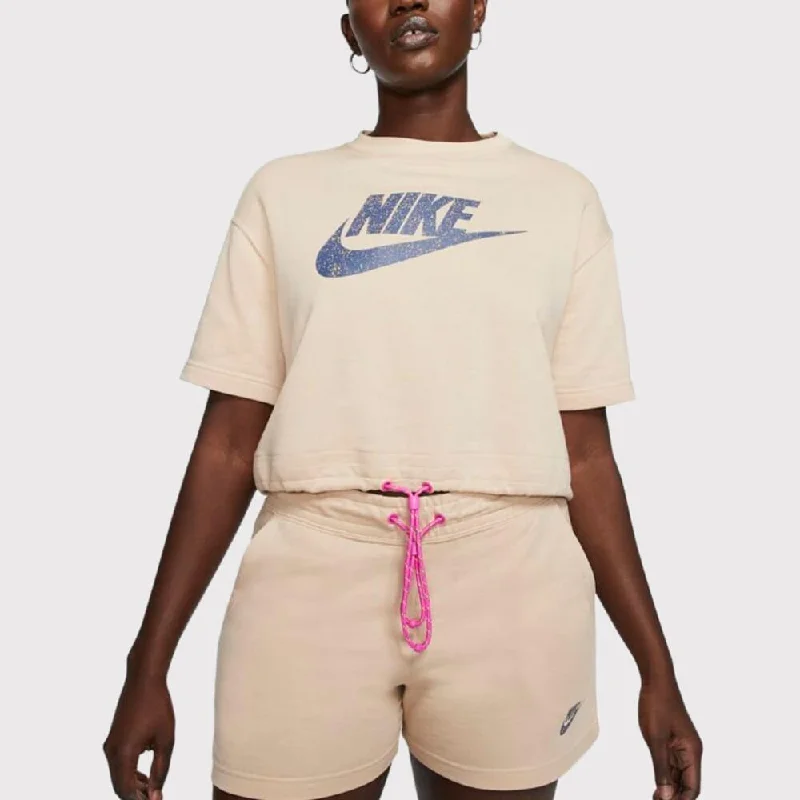 High-Waisted Yoga Tops for Better Coverage -Nike Air Sportswear Short Sleeve Running Top Shimmer Tan  CJ2275-287 Women's