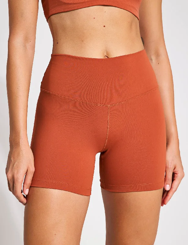 Stretchable Yoga Shorts for Easy Flexing -One High Waisted 5" Biker Shorts - Burnt Sunrise/Black Stretchable Yoga Shorts for Easy Flexing -One High Waisted 5" Biker Shorts - Burnt Sunrise/Black