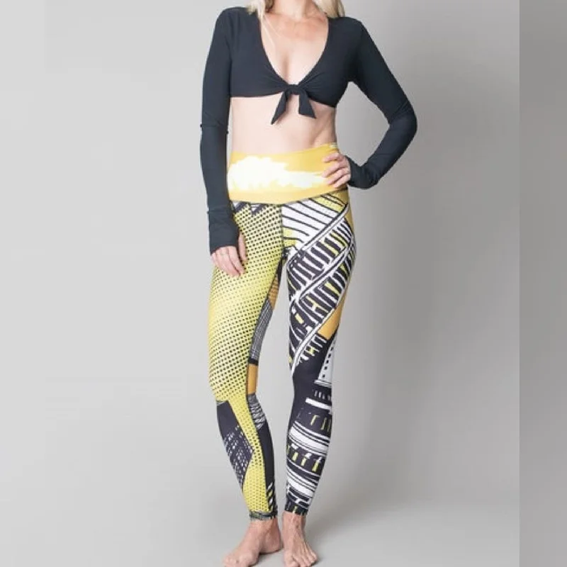 High-Waisted Yoga Pants for Support -Downtown Pop Barefoot Legging