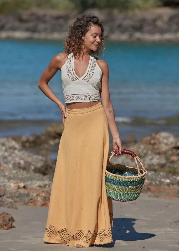 High-Cut Yoga Tops for Women -Niyama Yoga Cropped Top - Sand