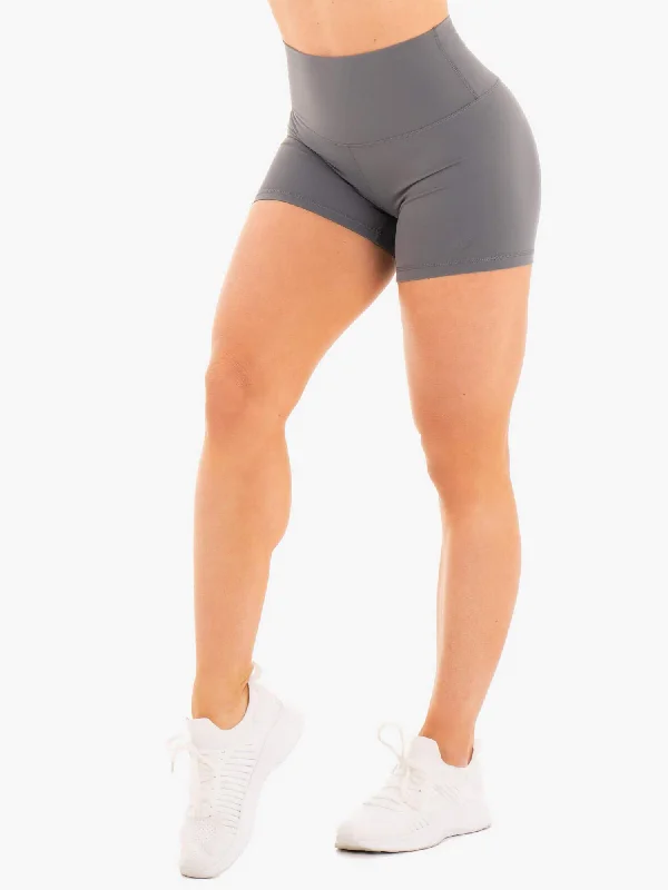 Yoga Shorts for Stretching and Recovery -NKD High Waisted Shorts - Charcoal