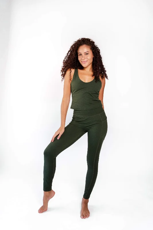 Supportive High-Waisted Yoga Pants -Non Stop Legging in Forest Green