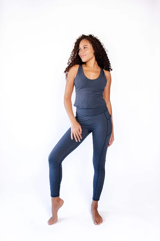 Yoga Pants with Tummy Control -Non Stop Legging in Navy Blue by Yoga Democracy