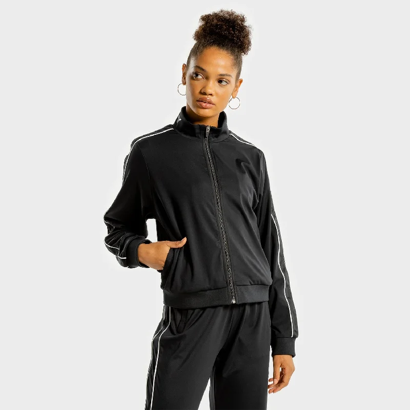 Yoga Tops for High Support -Noor Track Top - Onyx