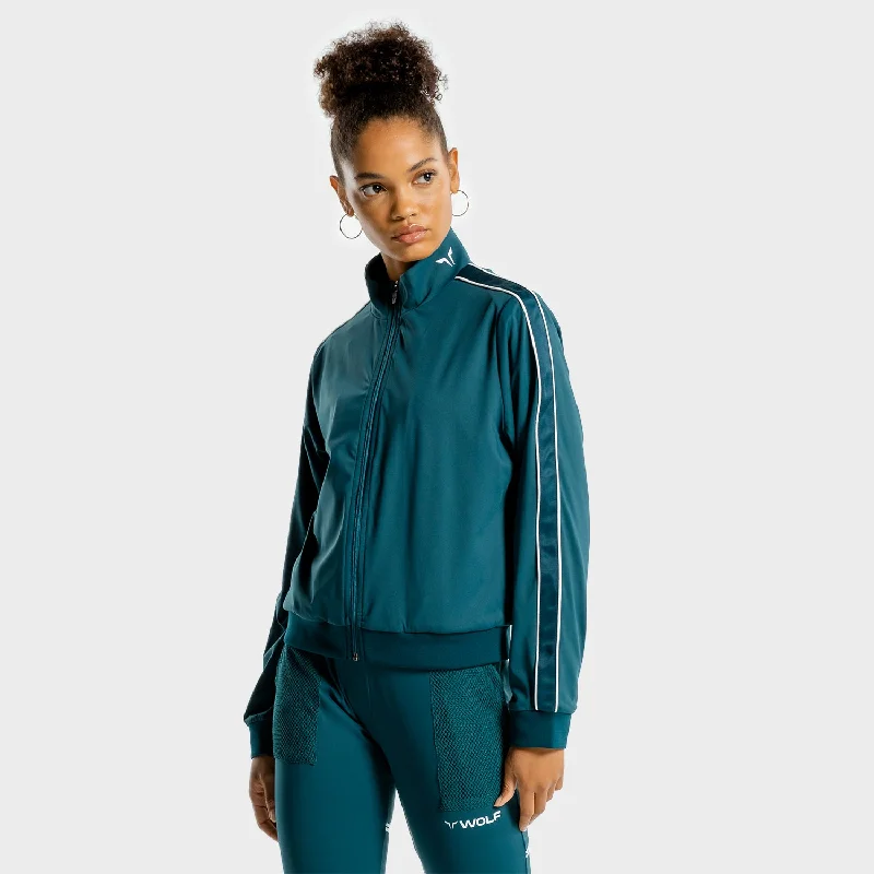 Women's Yoga Tops with Open Back -Noor Track Top - Teal