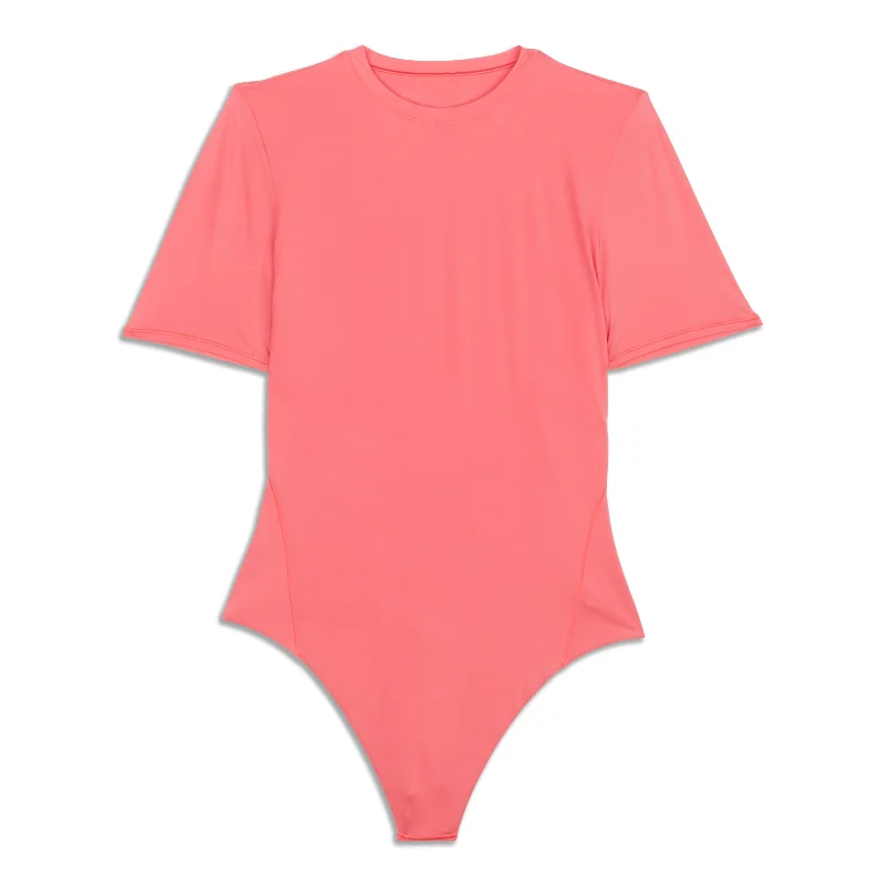 Yoga Tops for Flexibility and Strength Training -Nulu Short-Sleeve Crew Thong Bodysuit - Resale