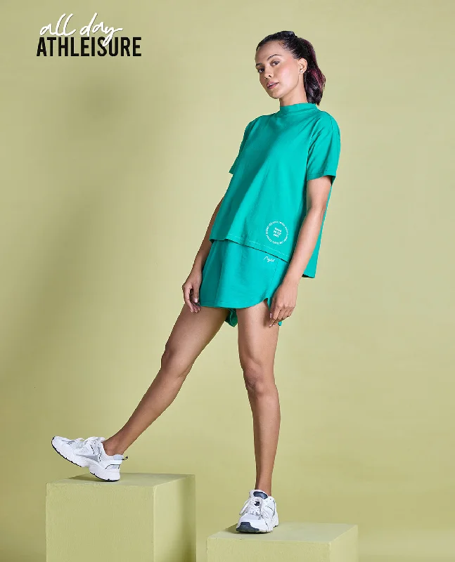 Yoga Shorts for Women with Comfort Fit -Nykd All Day Knit Terry Shorts - NYLE503 - Pepper green Yoga Shorts for Women with Comfort Fit -Nykd All Day Knit Terry Shorts - NYLE503 - Pepper green