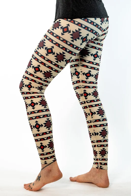 Yoga Pants for Deep Flexibility -Oatmeal Aztec Yoga Pants *FINAL SALE*