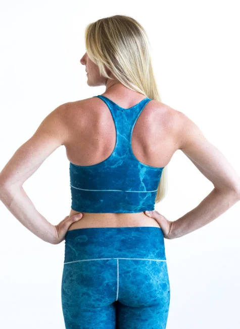 Performance Yoga Pants for Strength -Ocean Marble Longline Sports Bra *FINAL SALE*