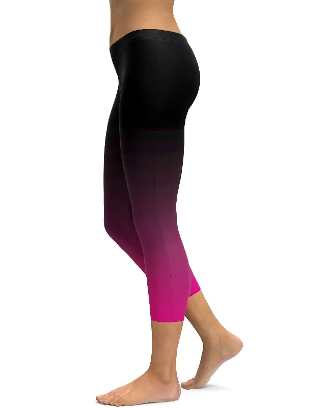 Flexible Fit Yoga Pants for Every Workout -Ombre Black to Pink Capris